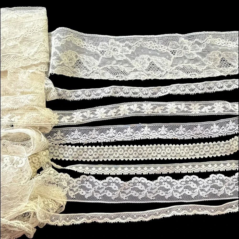Antique Lace Trim Lot Mostly Fine Cotton Valenciennes Edging Heirloom Craft